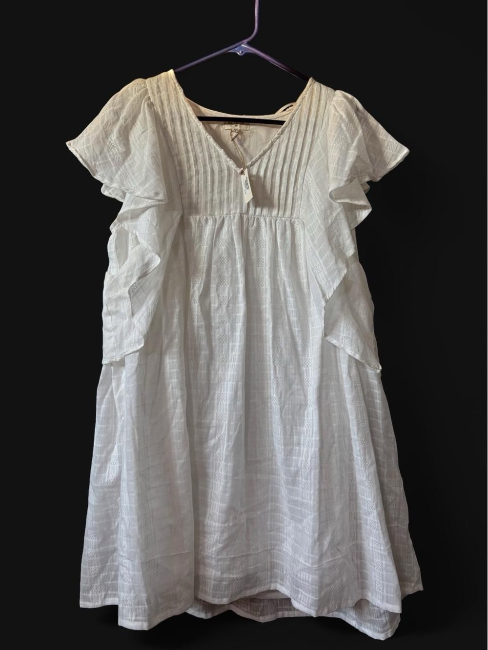 Cost Plus World Market Cream Ruffled Midi Dress
